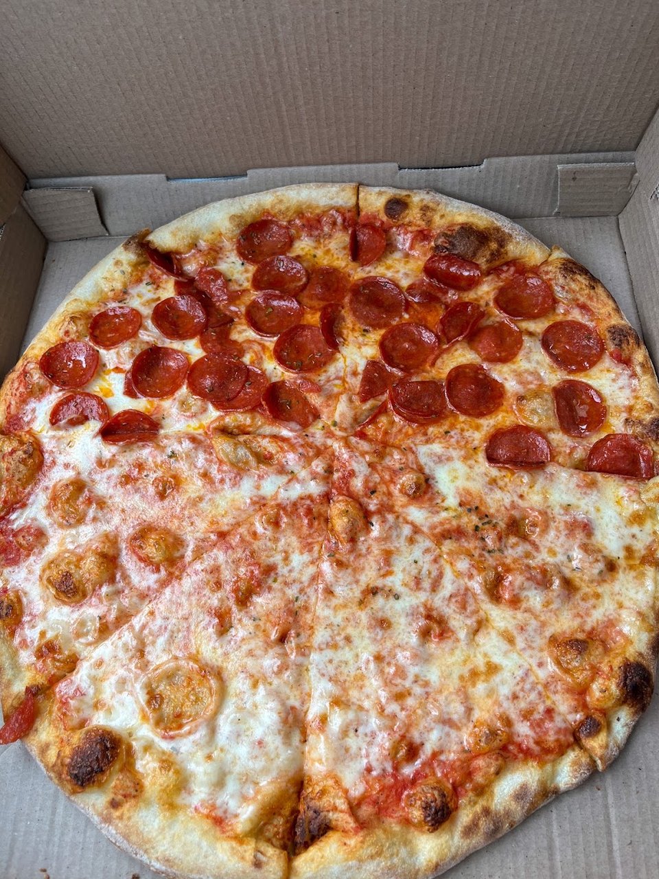 Half Plain Half Pepperoni Pizza