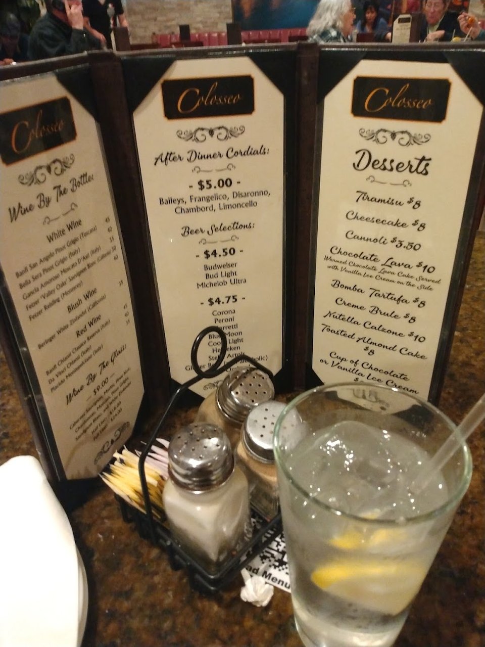 Restaurant menu featuring eggplant, calzone, and panzarotti.